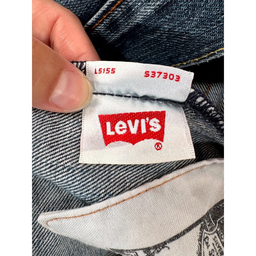 Levis 501 Authentic Jeans Mens 36x34 Blue Whiskering Denim Cotton Logo Mid Rise - Picture 5 of 16